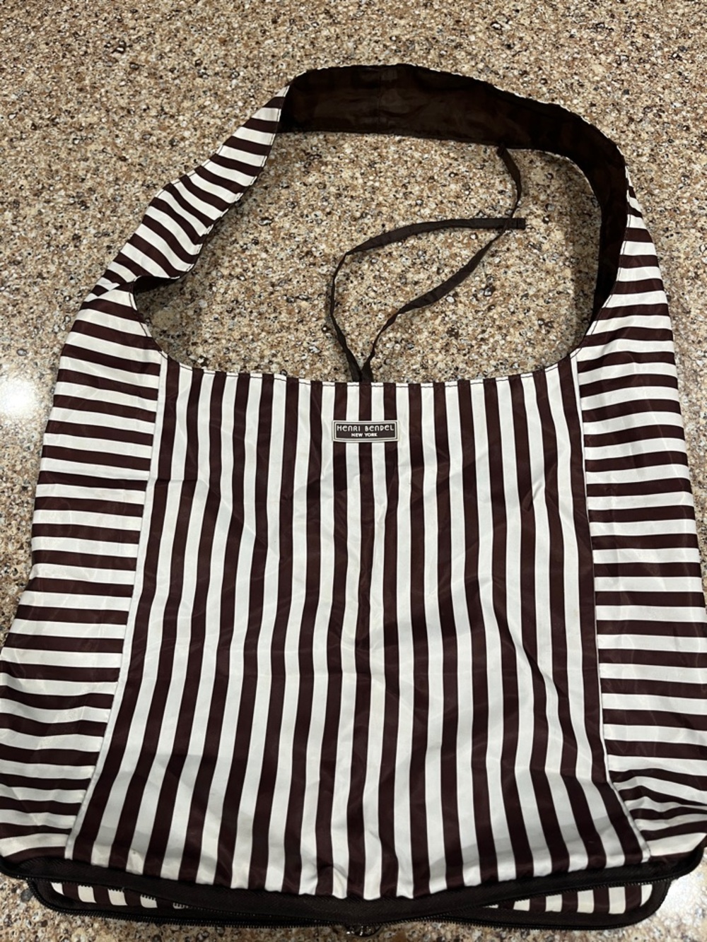 Henri Bendel Striped Brown & White Women’s Shoulder Bag - Picture 3 of 8